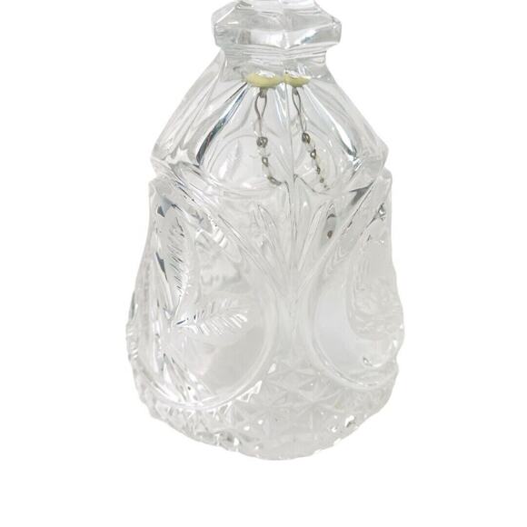 Vintage Large Crystal Bird On Branch Bell Carved Etched - Picture 1 of 6